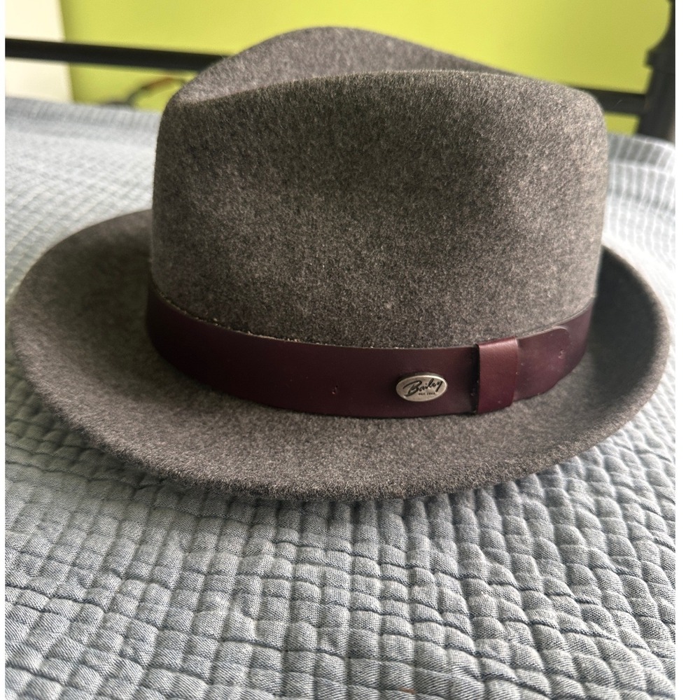 Bailey Fedora Hat Small Yates LiteFelt Wool Grey Leather Band USA Made
